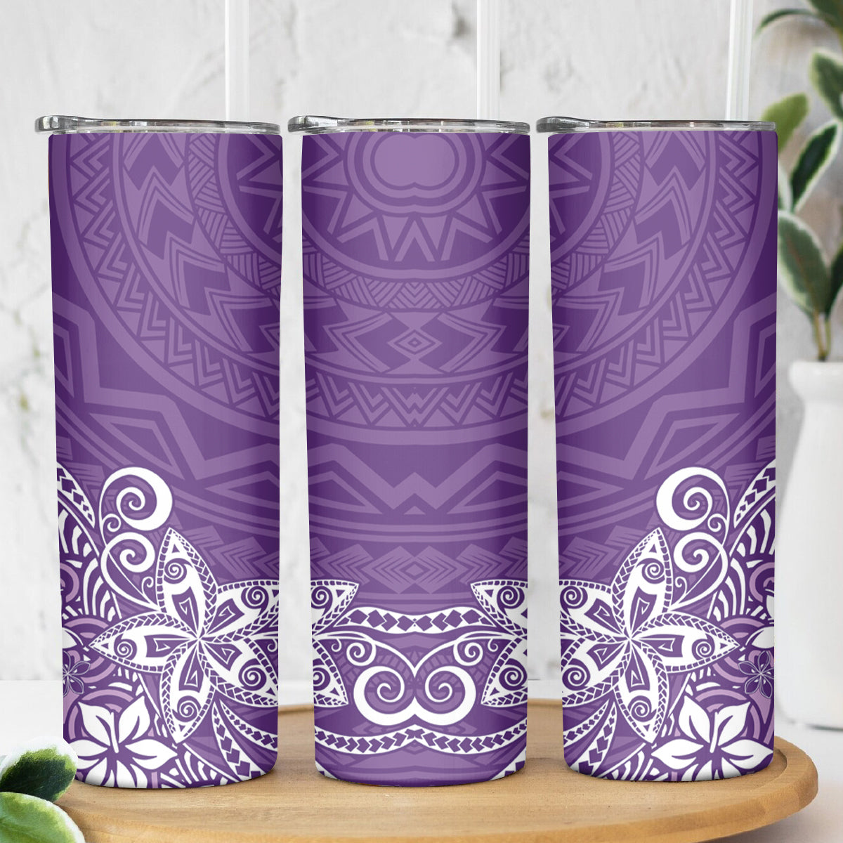 Hawaii Skinny Tumbler Plumeria Purple Curves LT7 - Polynesian Pride