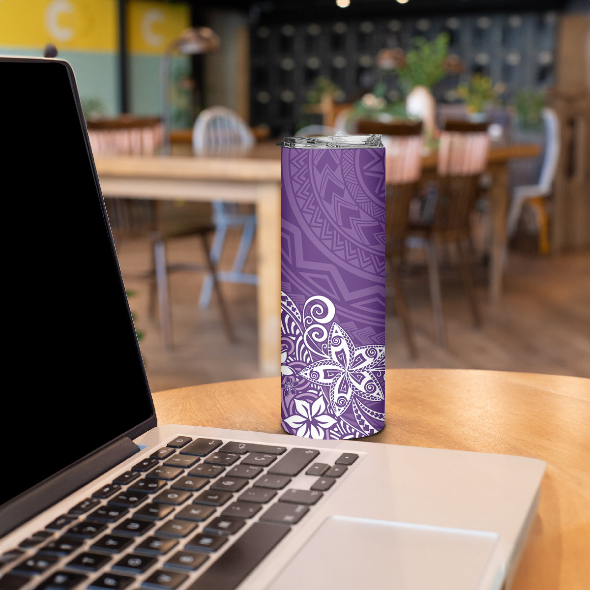 Hawaii Skinny Tumbler Plumeria Purple Curves LT7 - Polynesian Pride
