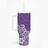 Hawaii Tumbler With Handle Plumeria Purple Curves