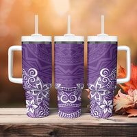 Hawaii Tumbler With Handle Plumeria Purple Curves