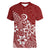 Polynesia Women V Neck T Shirt Plumeria Red Curves LT7 Female Red - Polynesian Pride