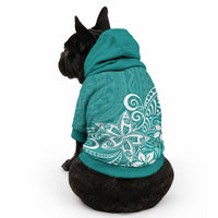 Polynesia Pet Hoodie Plumeria Teal Curves LT7 - Polynesian Pride