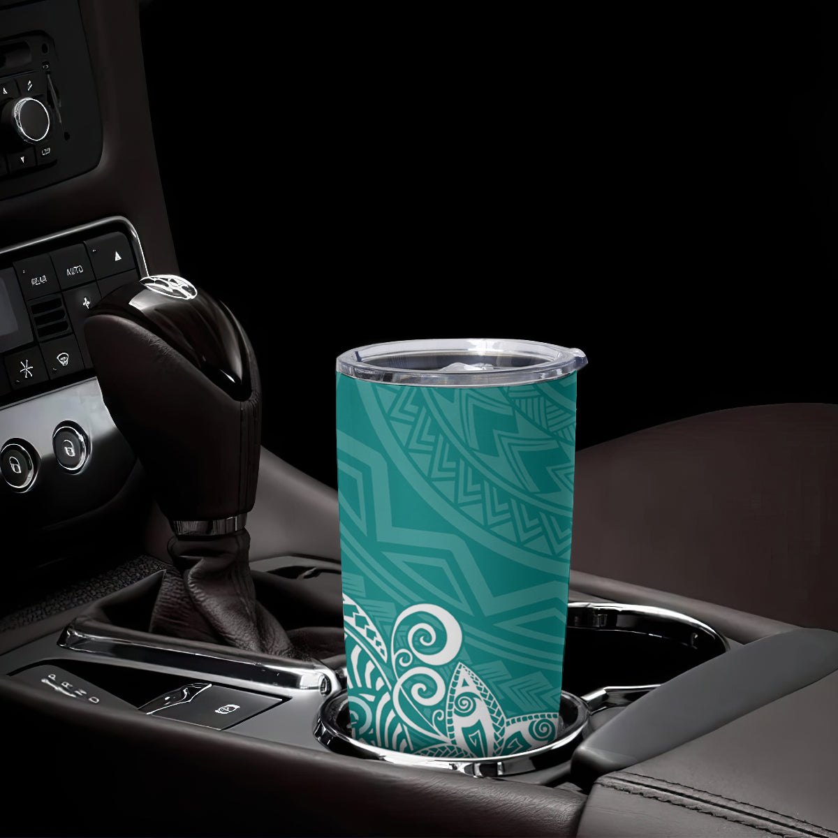 Hawaii Tumbler Cup Plumeria Teal Curves