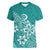Polynesia Women V Neck T Shirt Plumeria Teal Curves LT7 Female Teal - Polynesian Pride