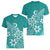 Polynesia Women V Neck T Shirt Plumeria Teal Curves LT7 - Polynesian Pride