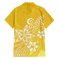 Hawaii Family Matching Outfits Polynesia Off Shoulder Maxi Dress And Shirt Family Set Clothes Plumeria Yellow Curves LT7 - Polynesian Pride