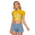 Polynesia Raglan Cropped T Shirt Plumeria Yellow Curves LT7 Female Yellow - Polynesian Pride
