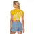 Polynesia Raglan Cropped T Shirt Plumeria Yellow Curves LT7 - Polynesian Pride