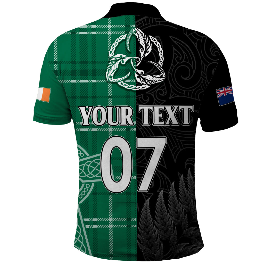 Custom New Zealand Mix Ireland Rugby Polo Shirt - Celtic Knot Mix Silver Ferns LT7 - Polynesian Pride