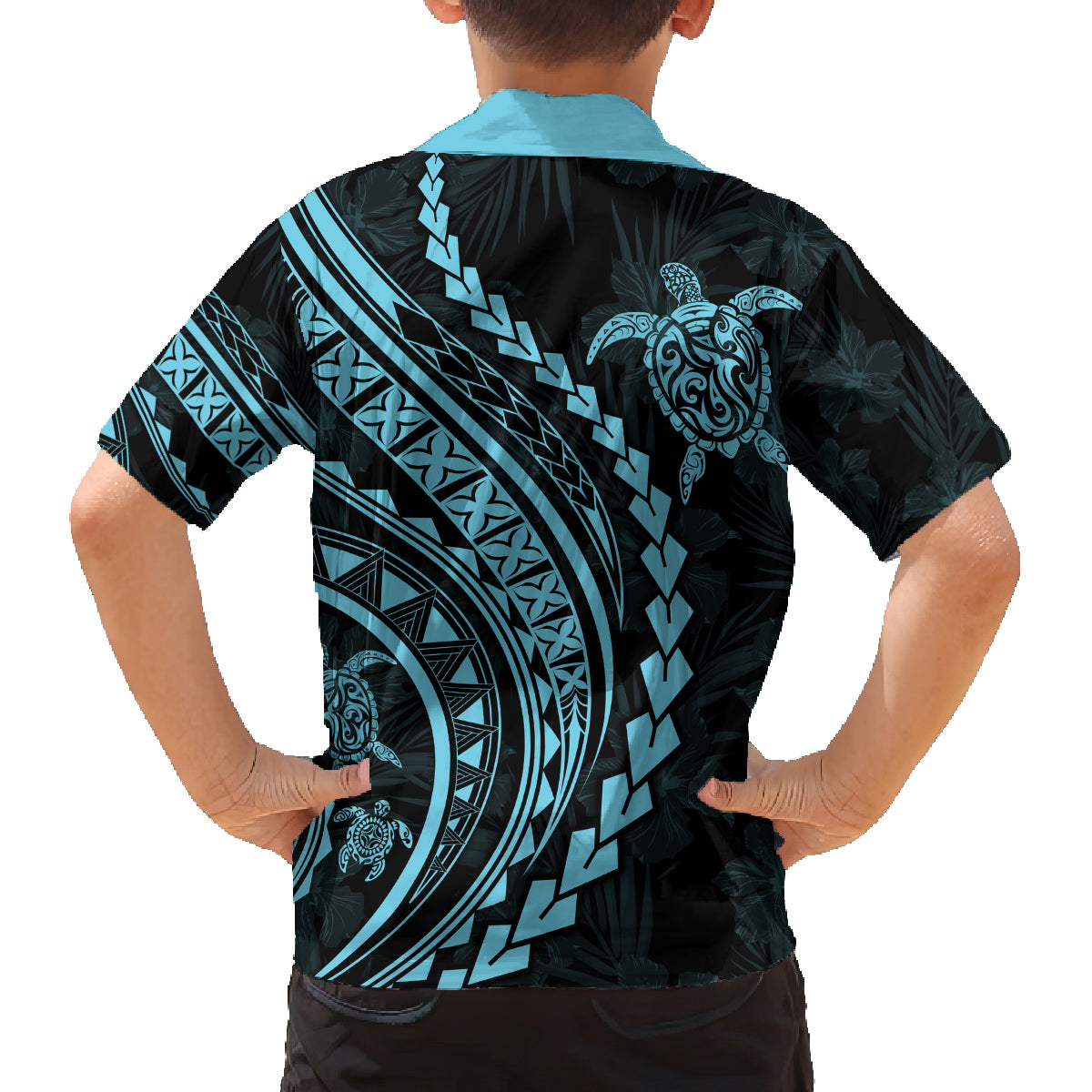 Hawaii Family Matching Outfits - Polynesian Pride Summer Maxi Dress and Shirt Turtle Hibiscus Luxury Style Aquamarine LT7 - Polynesian Pride