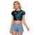 Polynesian Pride Raglan Cropped T Shirt Turtle Hibiscus Luxury Style - Aquamarine LT7 Female Aquamarine - Polynesian Pride