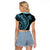 Polynesian Pride Raglan Cropped T Shirt Turtle Hibiscus Luxury Style - Aquamarine LT7 - Polynesian Pride