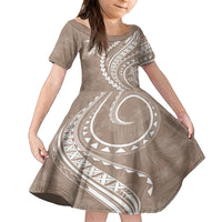 Hawaii Family Matching Outfits Polynesian Pride Summer Maxi Dress And Shirt Family Set Clothes Turtle Hibiscus Luxury Style - Beige LT7 Daughter's Dress Beige - Polynesian Pride
