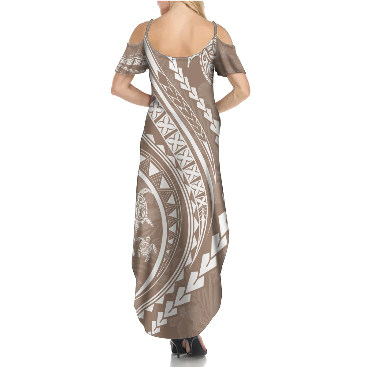 Hawaii Family Matching Outfits Polynesian Pride Summer Maxi Dress And Shirt Family Set Clothes Turtle Hibiscus Luxury Style - Beige LT7 - Polynesian Pride