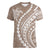Polynesian Pride Women V Neck T Shirt Turtle Hibiscus Luxury Style - Beige LT7 Female Beige - Polynesian Pride