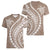 Polynesian Pride Women V Neck T Shirt Turtle Hibiscus Luxury Style - Beige LT7 - Polynesian Pride