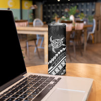Polynesian Pride Skinny Tumbler Turtle Hibiscus Luxury Style - Black