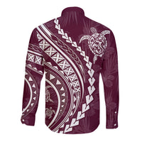Polynesian Pride Long Sleeve Button Shirt Turtle Hibiscus Luxury Style - Champagne LT7 - Polynesian Pride