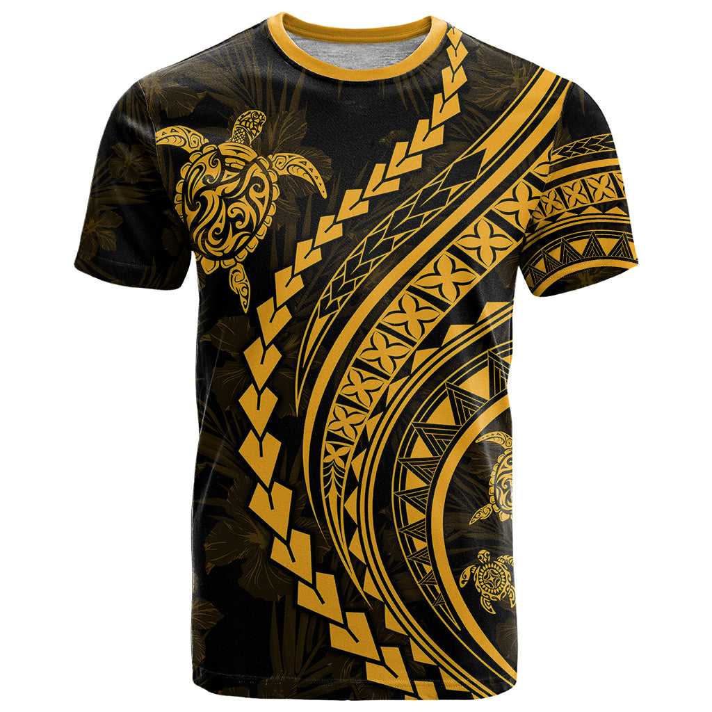 Polynesian Pride T Shirt Turtle Hibiscus Luxury Style - Merigold LT7 Merigold - Polynesian Pride