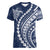 Polynesian Pride Women V Neck T Shirt Turtle Hibiscus Luxury Style - Navy LT7 Female Navy - Polynesian Pride