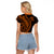 Polynesian Pride Raglan Cropped T Shirt Turtle Hibiscus Luxury Style - Orange LT7 - Polynesian Pride