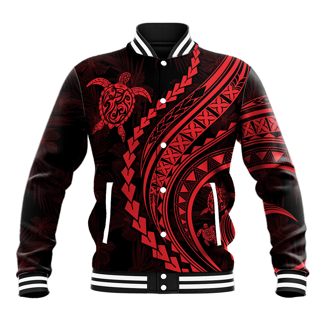 Polynesian Pride Baseball Jacket Turtle Hibiscus Luxury Style - Rose LT7 Unisex Rose - Polynesian Pride