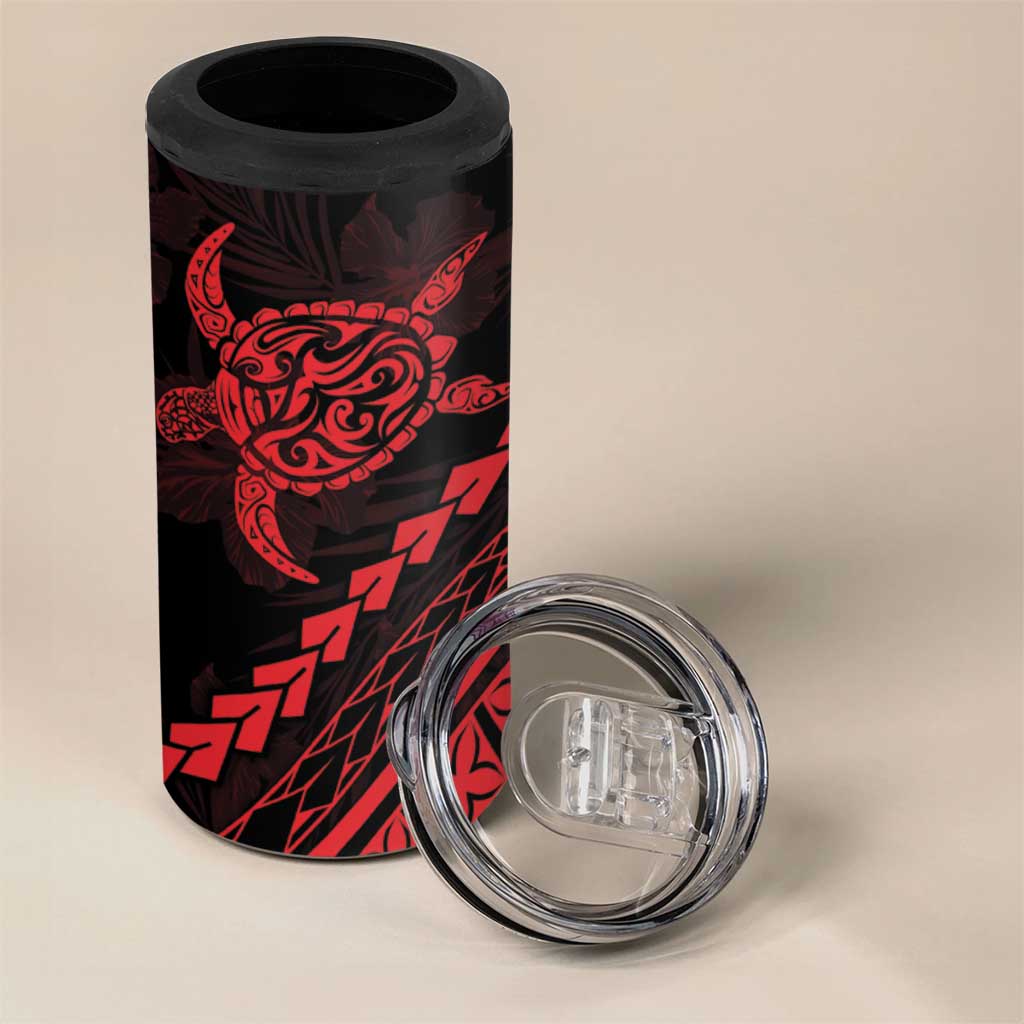 Polynesian Pride 4 in 1 Can Cooler Tumbler Turtle Hibiscus Luxury Style - Rose