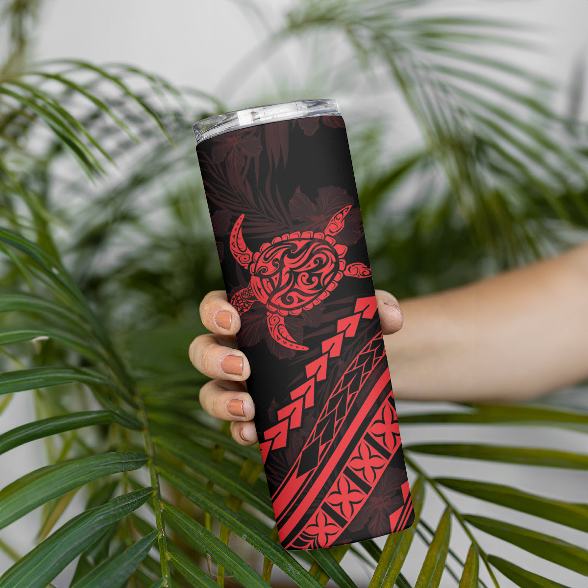 Polynesian Pride Skinny Tumbler Turtle Hibiscus Luxury Style - Rose