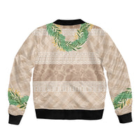 Hawai'i Paniolo Maile Twisted Lei Bomber Jacket Almond Brown LT7 - Polynesian Pride