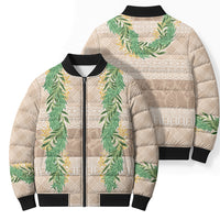 Hawai'i Paniolo Maile Twisted Lei Bomber Puffer Jacket Almond Brown LT7 - Polynesian Pride