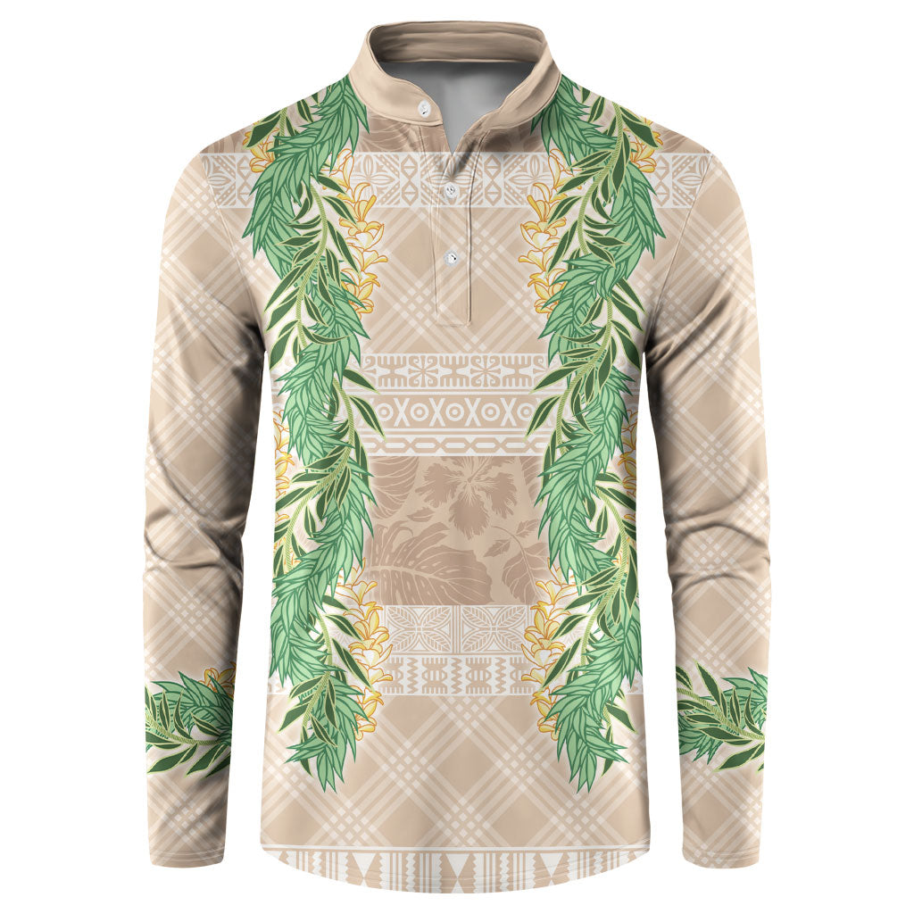 Hawai'i Paniolo Maile Twisted Lei Button Sweatshirt Almond Brown LT7 Brown - Polynesian Pride