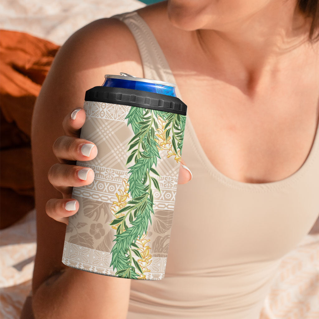 Hawai'i Paniolo Maile Twisted Lei 4 in 1 Can Cooler Tumbler Almond Brown LT7 - Polynesian Pride