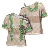 Hawai'i Paniolo Maile Twisted Lei Cross Shoulder Shirt Almond Brown LT7 - Polynesian Pride