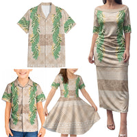Hawai'i Paniolo Maile Twisted Lei Family Matching Puletasi and Hawaiian Shirt Almond Brown LT7 - Polynesian Pride