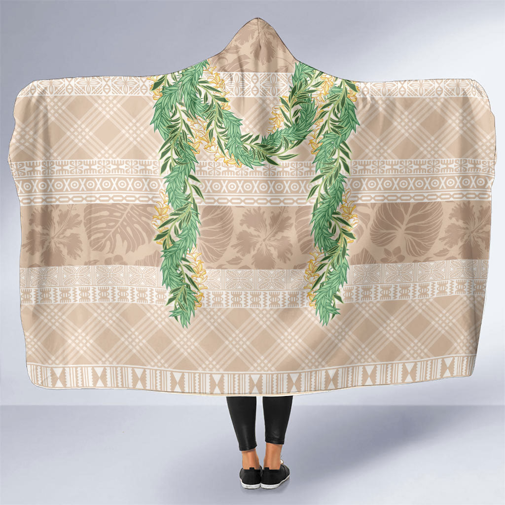 Hawai'i Paniolo Maile Twisted Lei Hooded Blanket Almond Brown