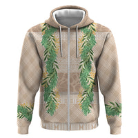 Hawai'i Paniolo Maile Twisted Lei Hoodie Almond Brown LT7 Zip Hoodie Brown - Polynesian Pride