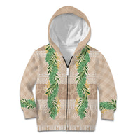 Hawai'i Paniolo Maile Twisted Lei Kid Hoodie Almond Brown LT7 Zip Hoodie Brown - Polynesian Pride