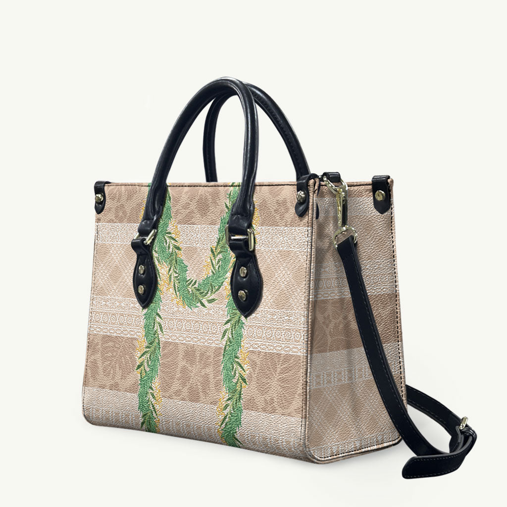 Hawai'i Paniolo Maile Twisted Lei Leather Bag Almond Brown