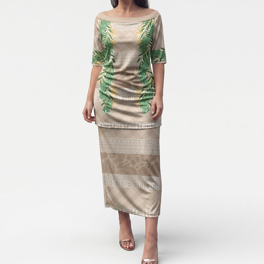 Hawai'i Paniolo Maile Twisted Lei Puletasi Almond Brown
