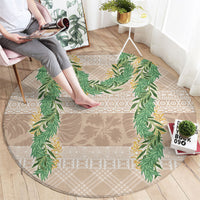 Hawai'i Paniolo Maile Twisted Lei Round Carpet Almond Brown LT7 - Polynesian Pride