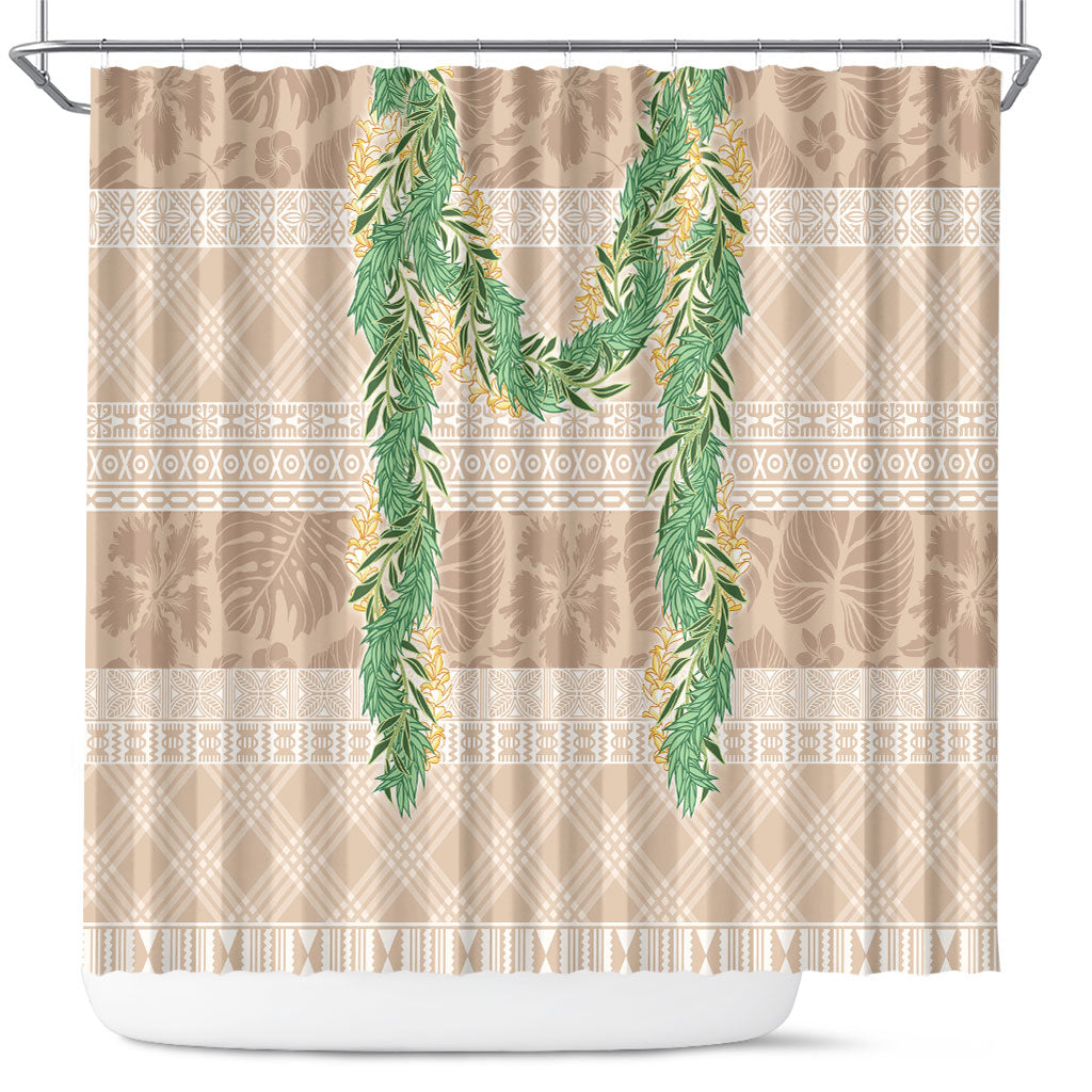 Hawai'i Paniolo Maile Twisted Lei Shower Curtain Almond Brown