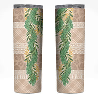 Hawai'i Paniolo Maile Twisted Lei Skinny Tumbler Almond Brown LT7 Brown - Polynesian Pride