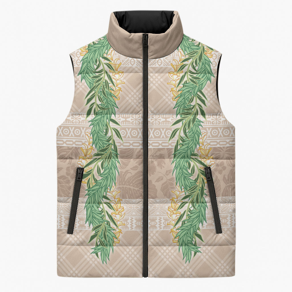 Hawai'i Paniolo Maile Twisted Lei Sleeveless Puffer Jacket Almond Brown