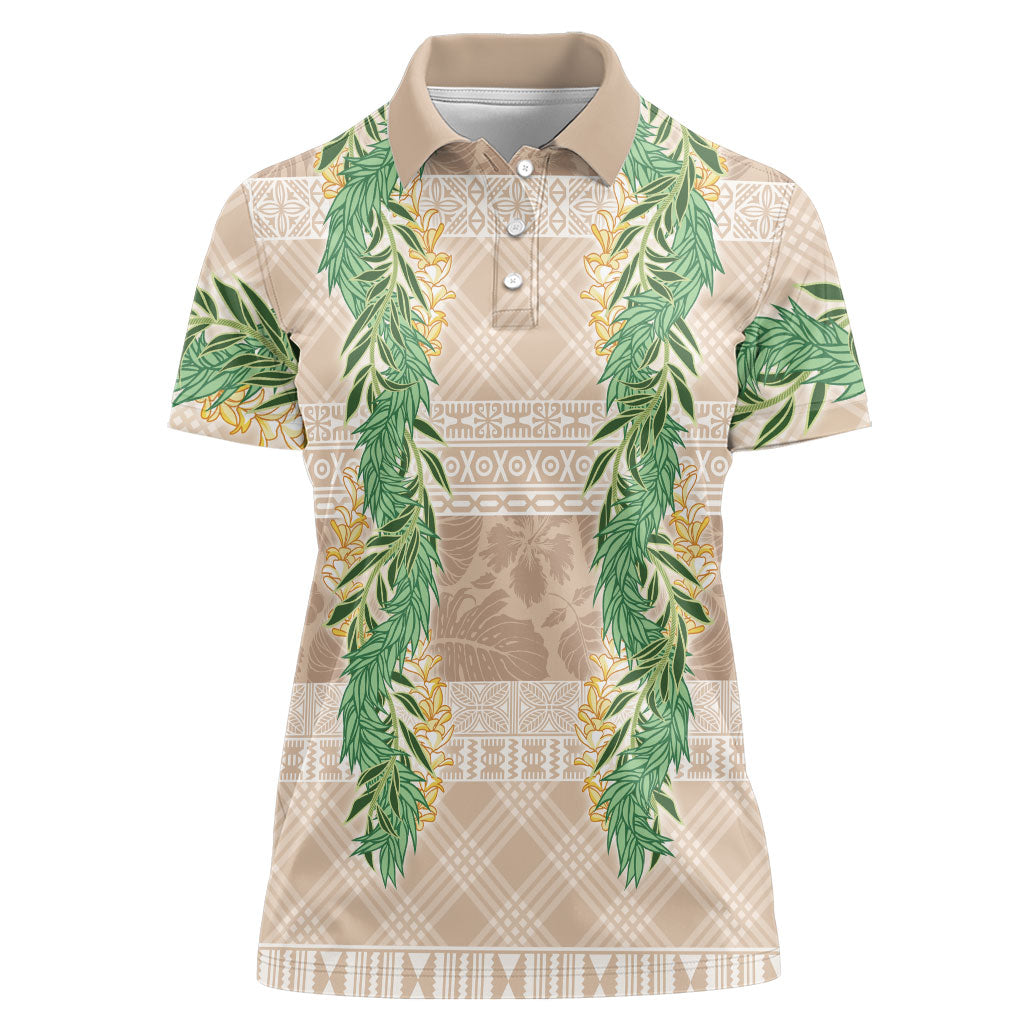 Hawai'i Paniolo Maile Twisted Lei Women Polo Shirt Almond Brown