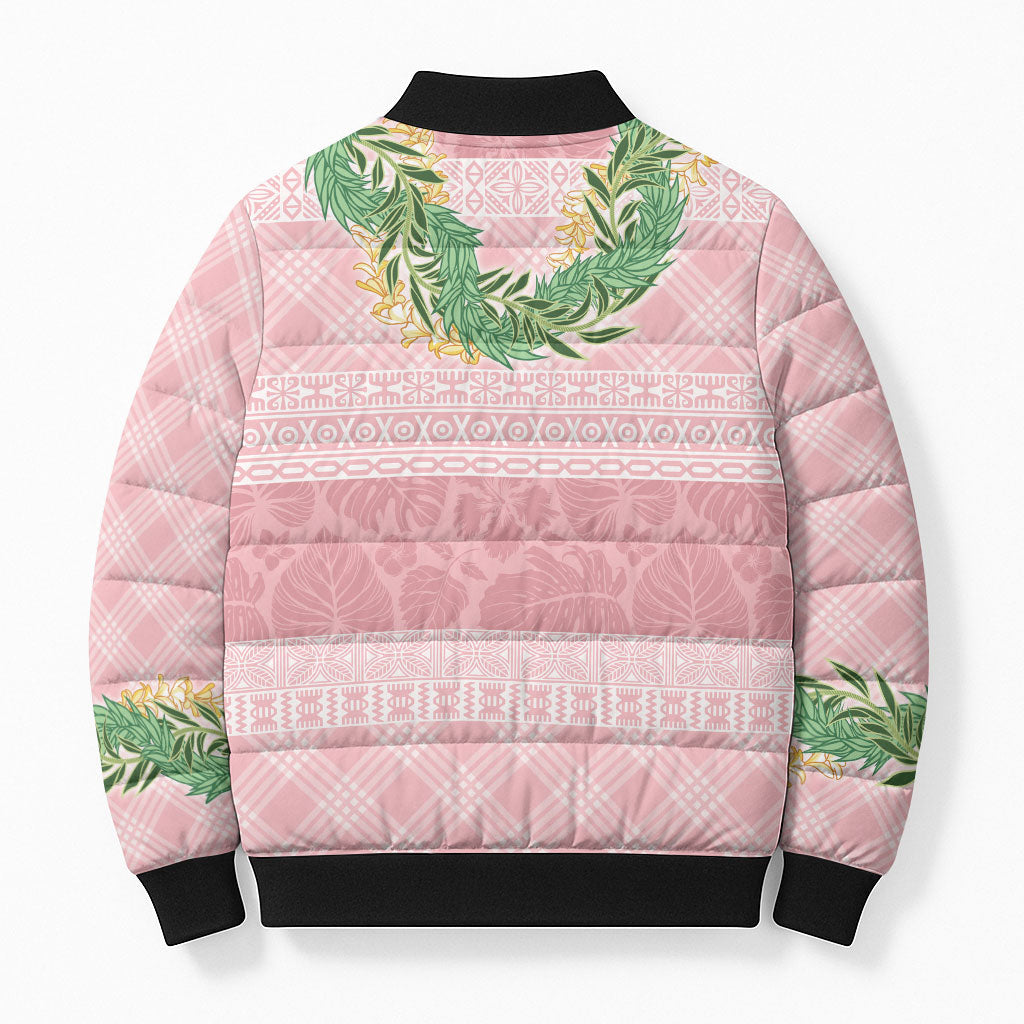 Hawai'i Paniolo Maile Twisted Lei Bomber Puffer Jacket Dusty Rose LT7 - Polynesian Pride