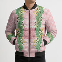 Hawai'i Paniolo Maile Twisted Lei Bomber Puffer Jacket Dusty Rose LT7 - Polynesian Pride