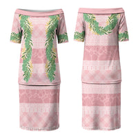Hawai'i Paniolo Maile Twisted Lei Couples Matching Puletasi and Hawaiian Shirt Dusty Rose LT7 - Polynesian Pride