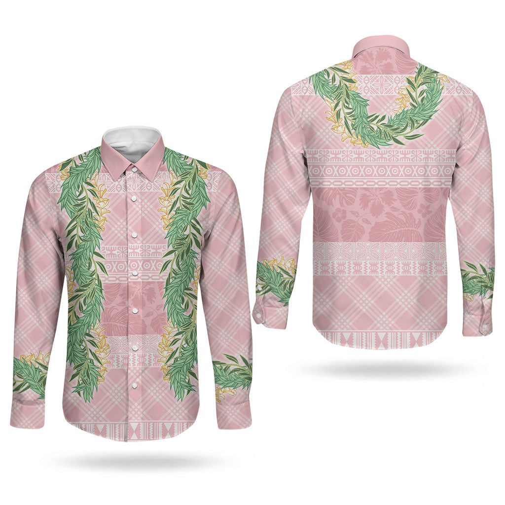 Hawai'i Paniolo Maile Twisted Lei Couples Matching Summer Maxi Dress and Long Sleeve Button Shirt Dusty Rose LT7 - Polynesian Pride