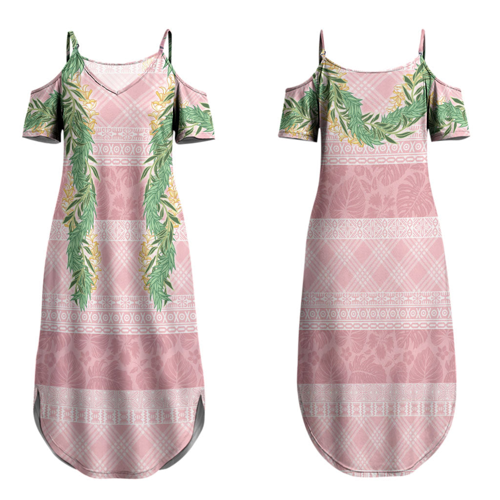 Hawai'i Paniolo Maile Twisted Lei Couples Matching Summer Maxi Dress and Long Sleeve Button Shirt Dusty Rose LT7 - Polynesian Pride