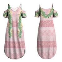 Hawai'i Paniolo Maile Twisted Lei Couples Matching Summer Maxi Dress and Long Sleeve Button Shirt Dusty Rose LT7 - Polynesian Pride